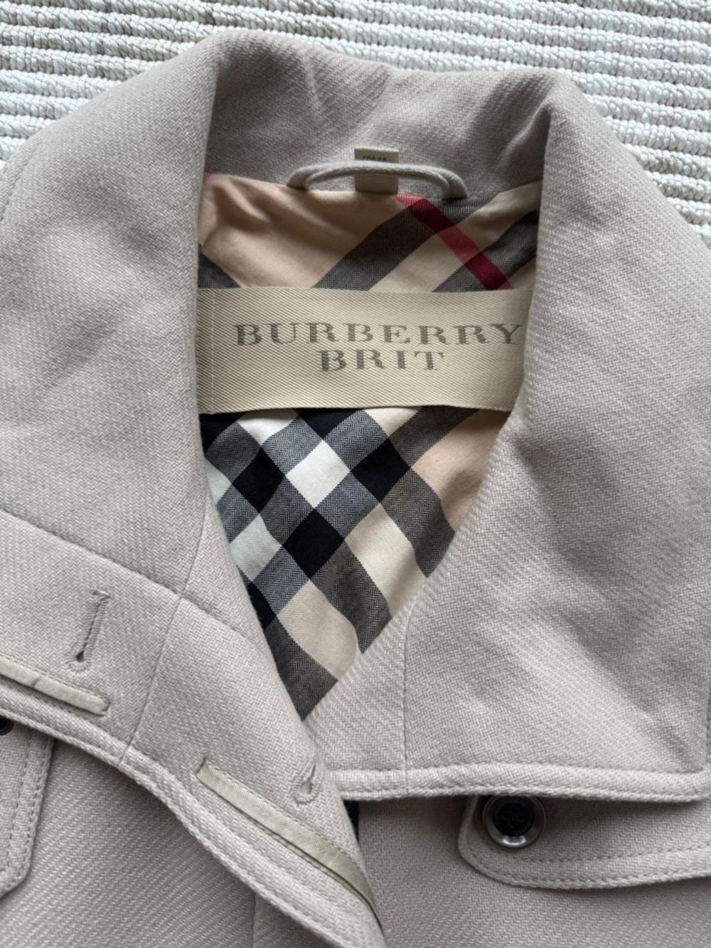Burberry Brit Belted Wool-Cashmere Blend Trench Coat in Light Beige - Picture 6 of 16